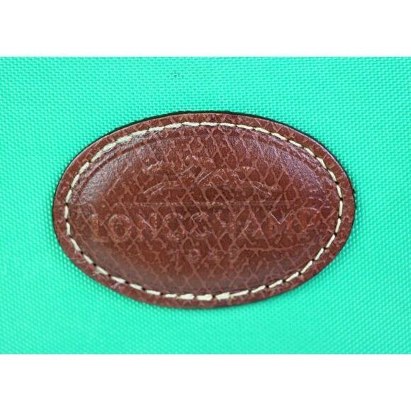 Longchamp GREEN CANVAS BROWN LEATHER ZIP AROUND TRAVEL CARRY ALL SHOULDER DUFFLE - Picture 2 of 15